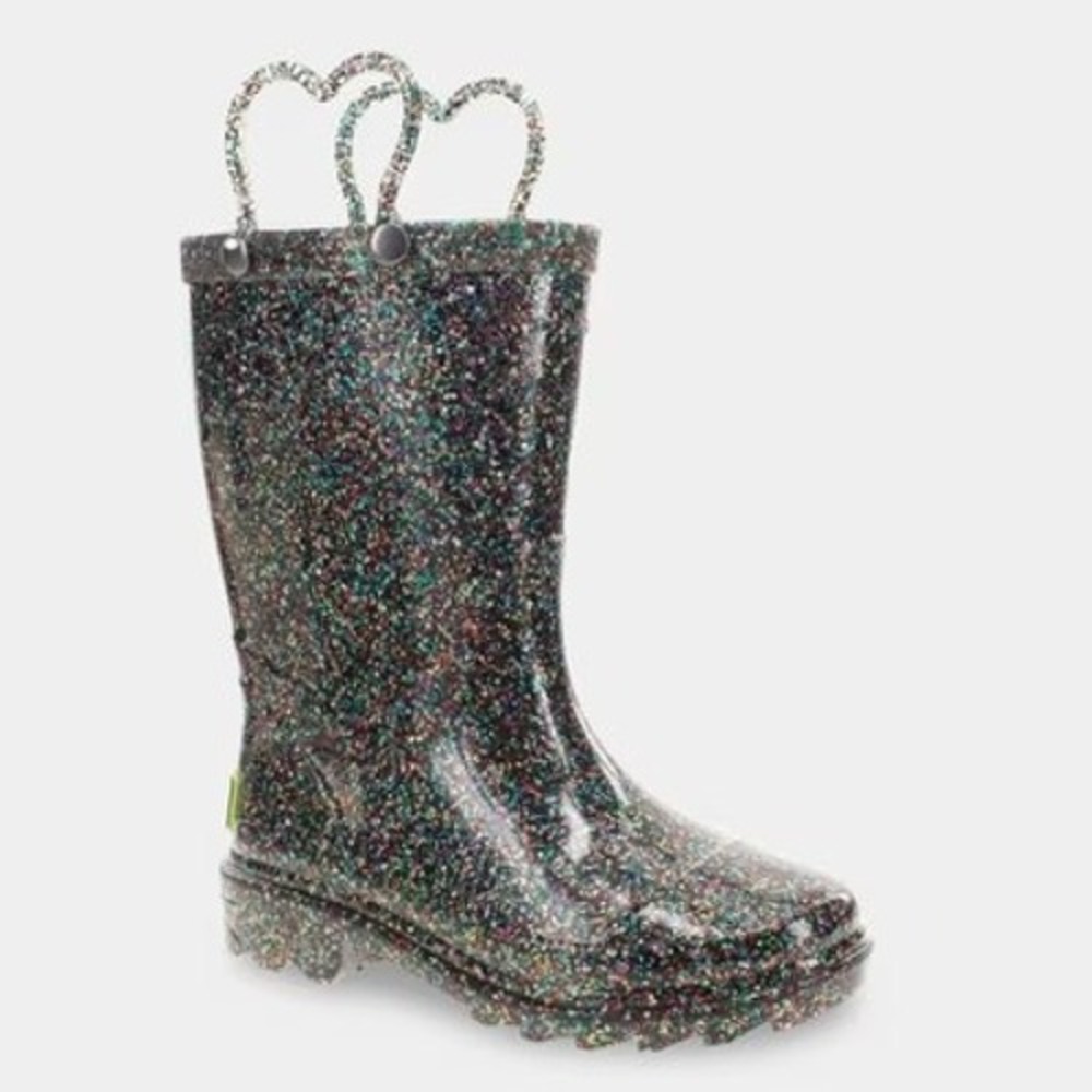 Western Chief Light-Up Rain Boots Girls Toddler Multi-Color‎ Glitter NWT